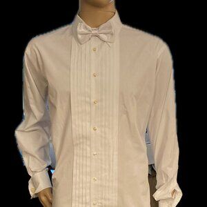 Jos A Bank Executive Collection Pleated Tuxedo Shirt with French Cuffs RN 31608